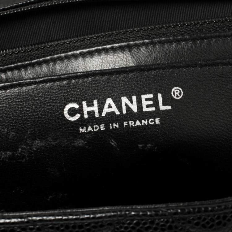 Pre Owned Chanel Black Quilted Caviar Leather Maxi Classic Single Flap Bag