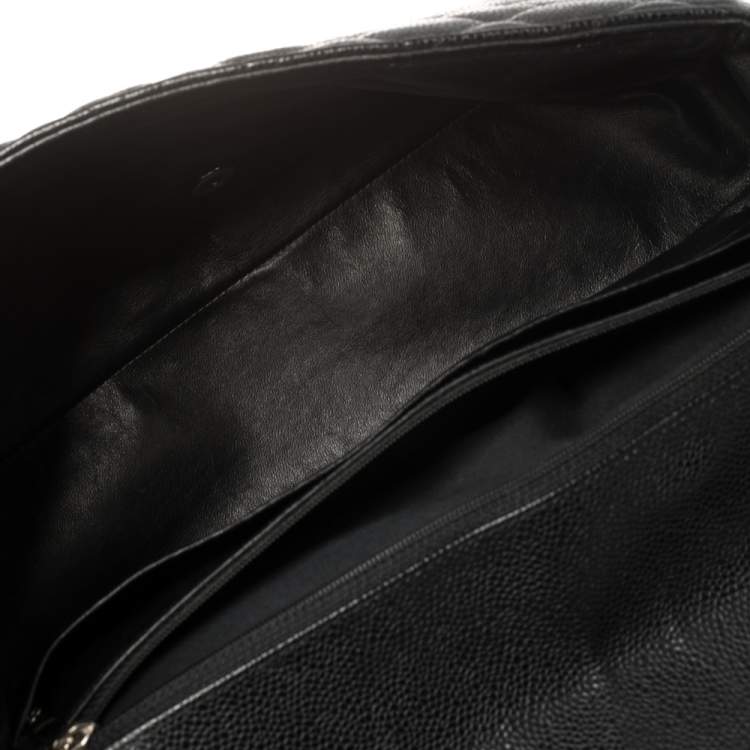 Pre Owned Chanel Black Quilted Caviar Leather Maxi Classic Single Flap Bag