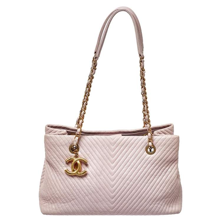 Chanel Pink Chevron Leather Medallion Charm Tote Chanel | The Luxury Closet