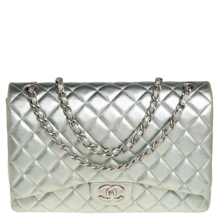 chanel metallic green bag