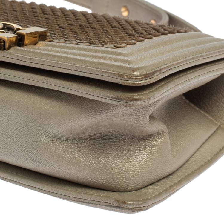 مملوكة مسبقًا Chanel Grey Scales Leather Mini Chain Boy Flap Bag