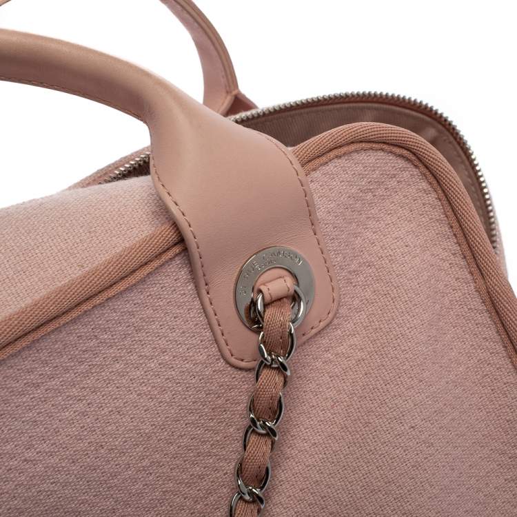 Pre Owned Chanel Pink Canvas Deauville Bowler Bag