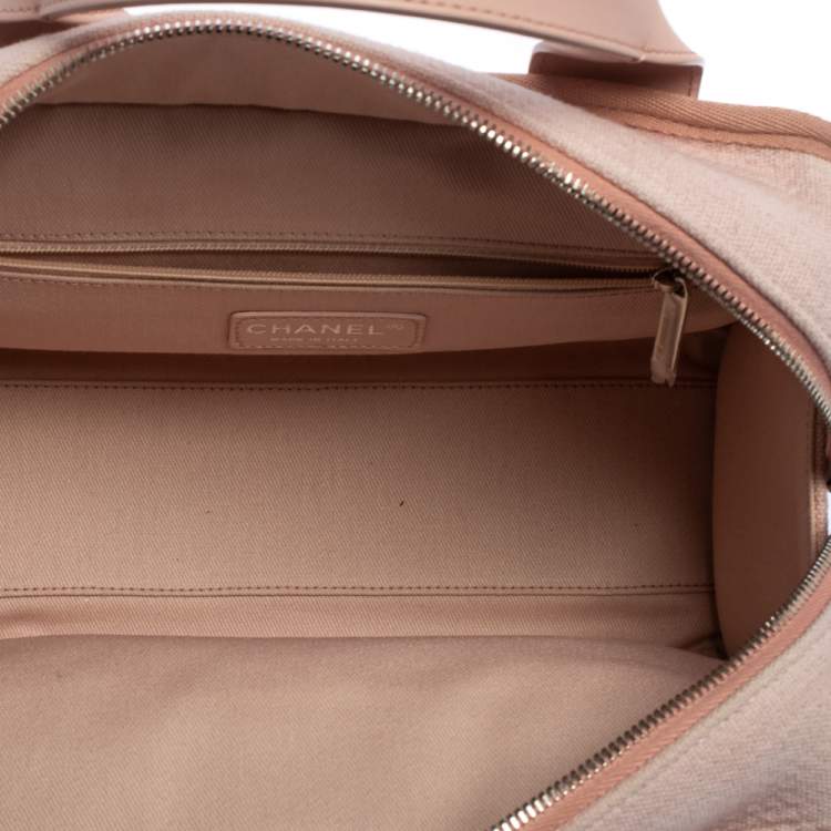 Pre Owned Chanel Pink Canvas Deauville Bowler Bag