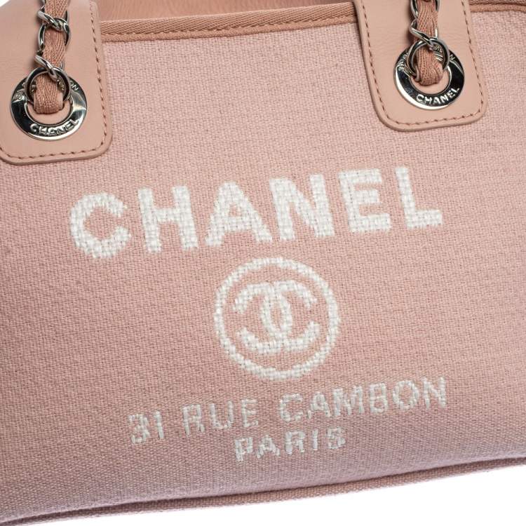 Pre Owned Chanel Pink Canvas Deauville Bowler Bag