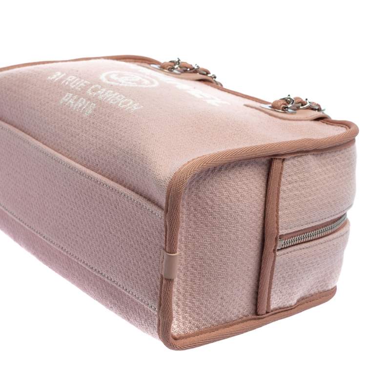Pre Owned Chanel Pink Canvas Deauville Bowler Bag