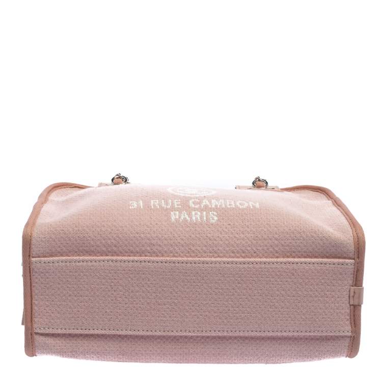 Pre Owned Chanel Pink Canvas Deauville Bowler Bag