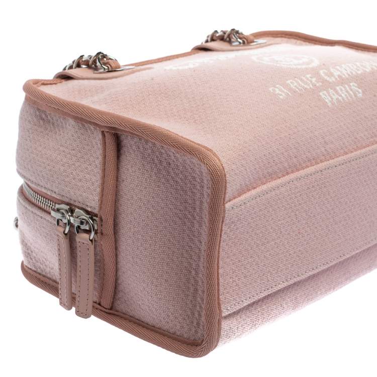 Pre Owned Chanel Pink Canvas Deauville Bowler Bag