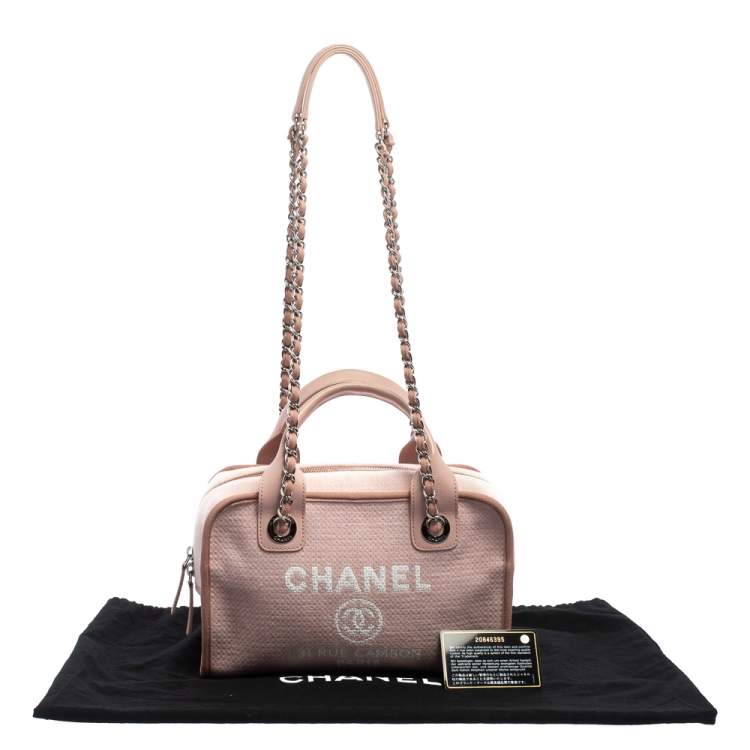 Pre Owned Chanel Pink Canvas Deauville Bowler Bag