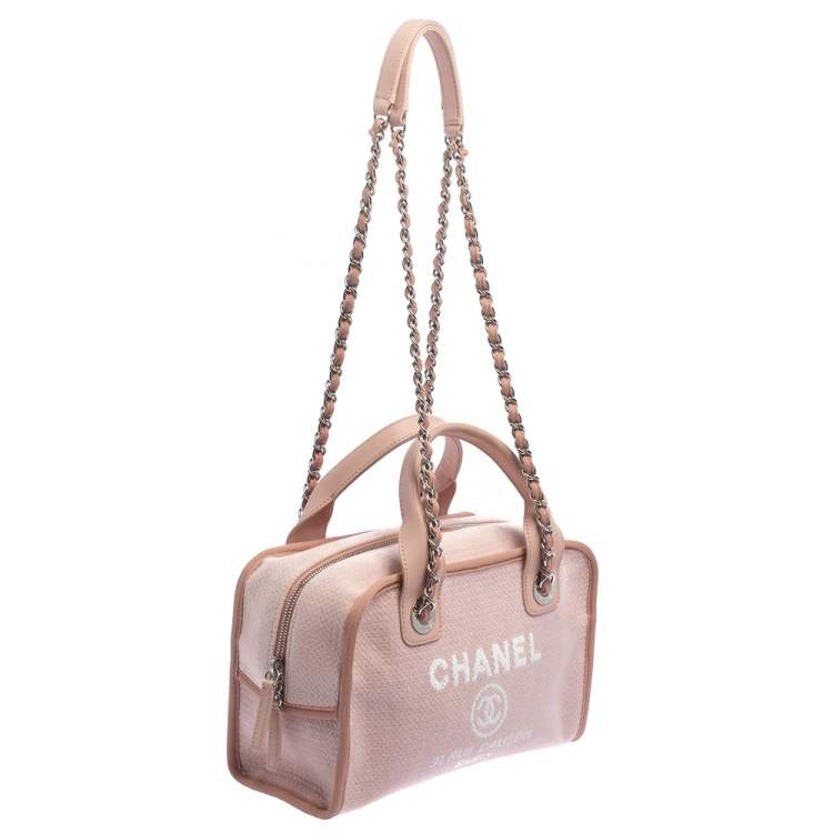 Pre Owned Chanel Pink Canvas Deauville Bowler Bag