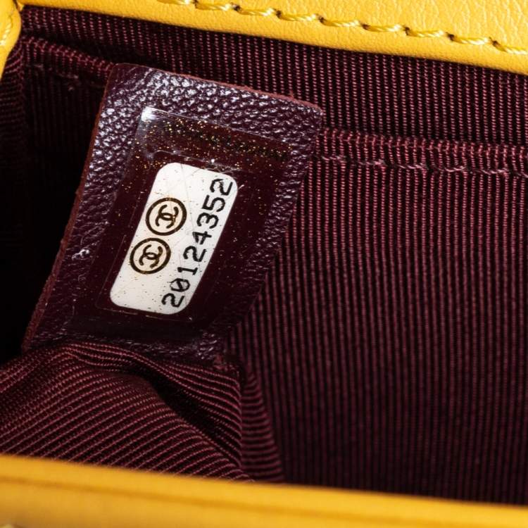 Pre Owned Chanel Yellow Quilted Velvet Small Boy Flap Bag