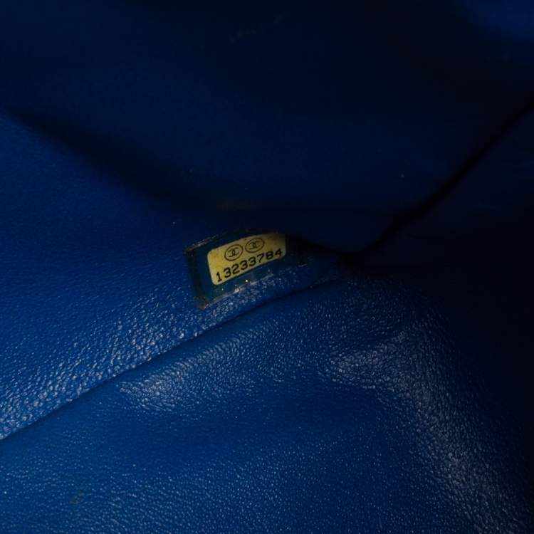 Pre Owned Chanel Blue Quilted Lambskin Leather Jumbo Classic Single Flap Bag