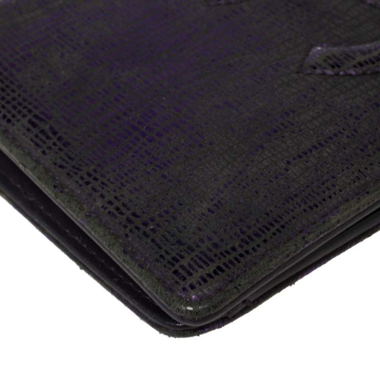 Pre Owned Chanel Metallic Purple Leather CC Bifold Wallet