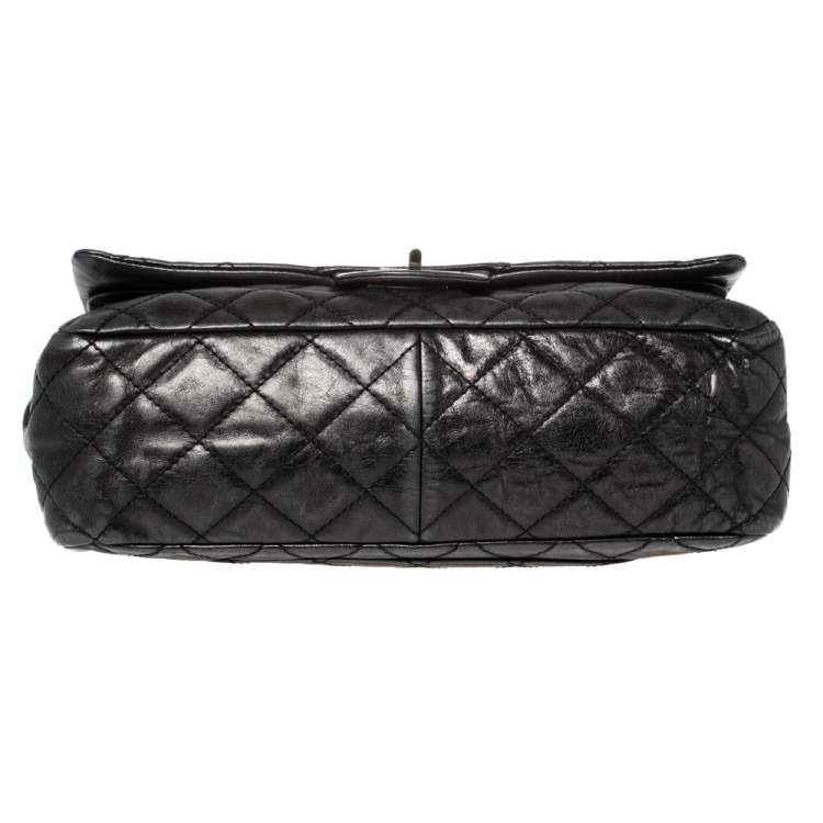 Pre Owned Chanel Metallic Black Quilted Leather Reissue 2.55 Classic 227 Classic Flap Bag