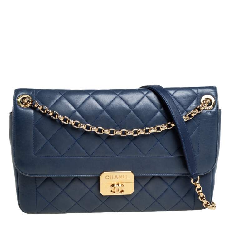 Chanel Blue Satin 2.55 Reissue Ribbon Shoulder Bag