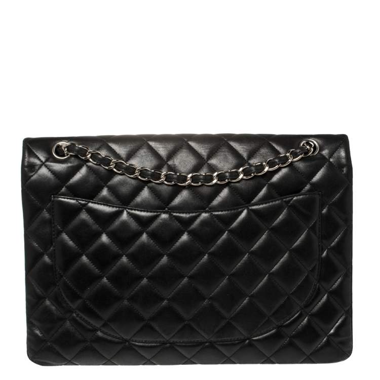 Pre Owned Chanel Black Quilted Leather Maxi Classic Single Flap Bag