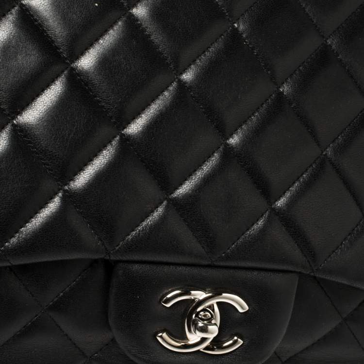 Pre Owned Chanel Black Quilted Leather Maxi Classic Single Flap Bag