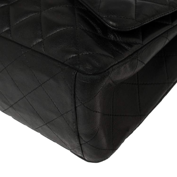 Pre Owned Chanel Black Quilted Leather Maxi Classic Single Flap Bag