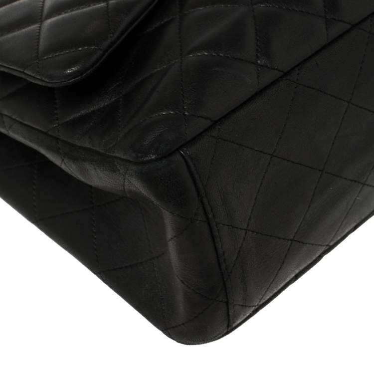 Pre Owned Chanel Black Quilted Leather Maxi Classic Single Flap Bag