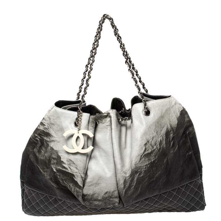 Chanel Black Quilted Black Leather Large Melrose Degrade Tote Bag
