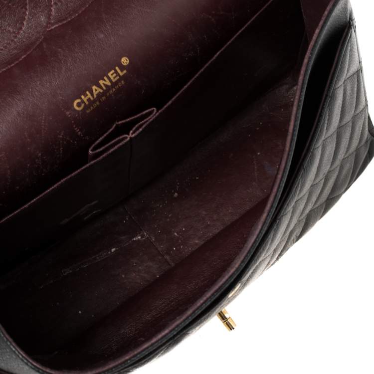 Pre Owned Chanel Black Caviar Leather Maxi Classic Double Flap Bag