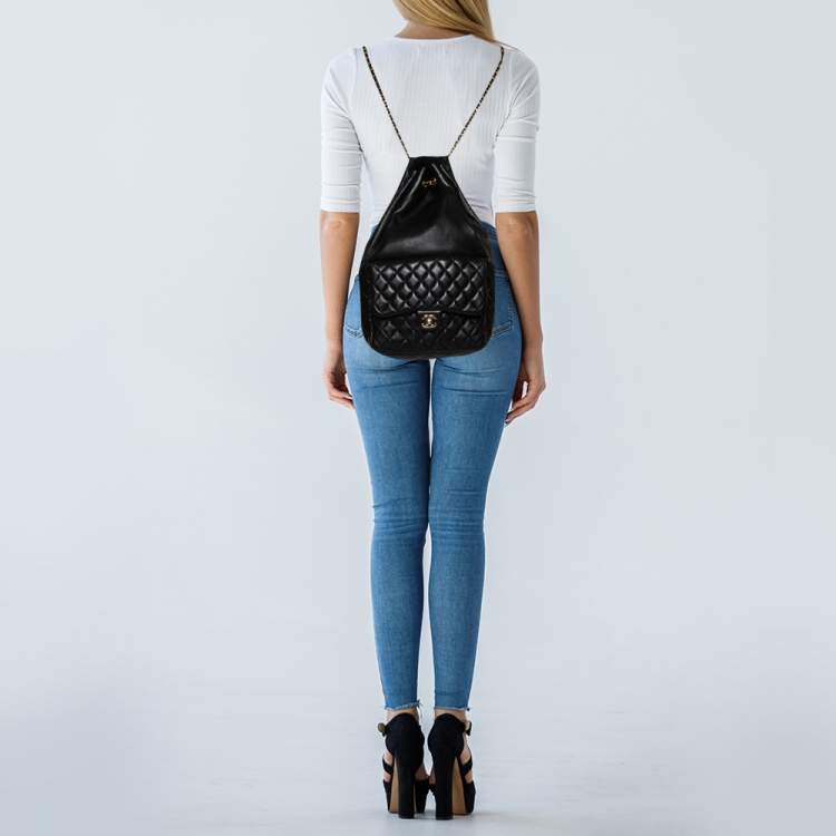 مملوكة مسبقًا Chanel Black Quilted Leather Seoul Backpack