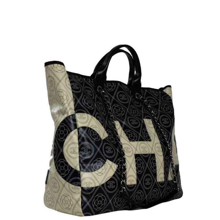 chanel black large shopping bag