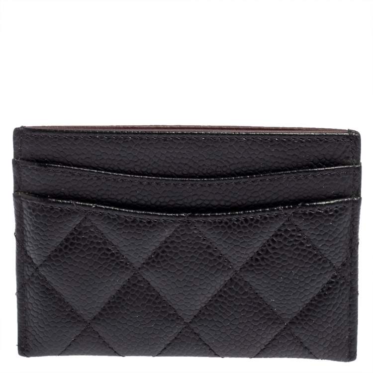 Pre Owned Chanel Black Quilted Caviar Leather Classic Card Holder