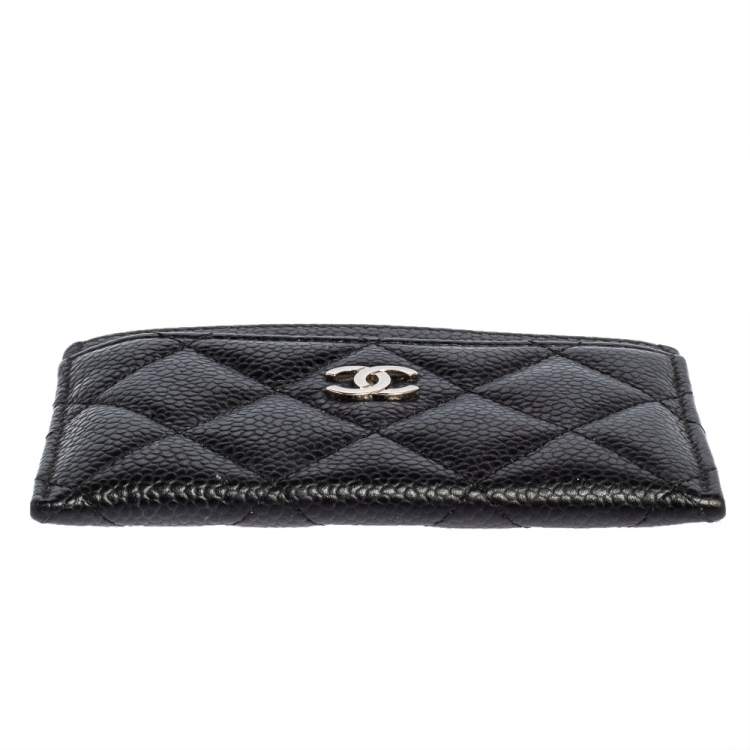 Pre Owned Chanel Black Quilted Caviar Leather Classic Card Holder