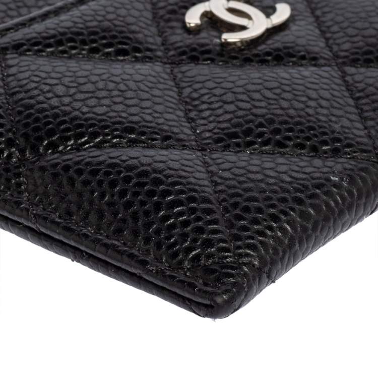 Pre Owned Chanel Black Quilted Caviar Leather Classic Card Holder