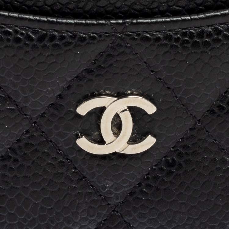 Pre Owned Chanel Black Quilted Caviar Leather Classic Card Holder