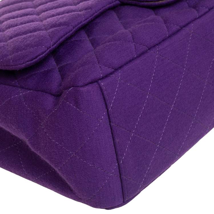 Pre Owned Chanel Purple Quilted Jersey Maxi Classic Single Flap Bag
