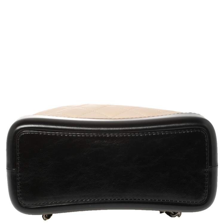 Pre Owned Chanel Beige/Black Aged Quilted Leather Small Gabrielle Backpack