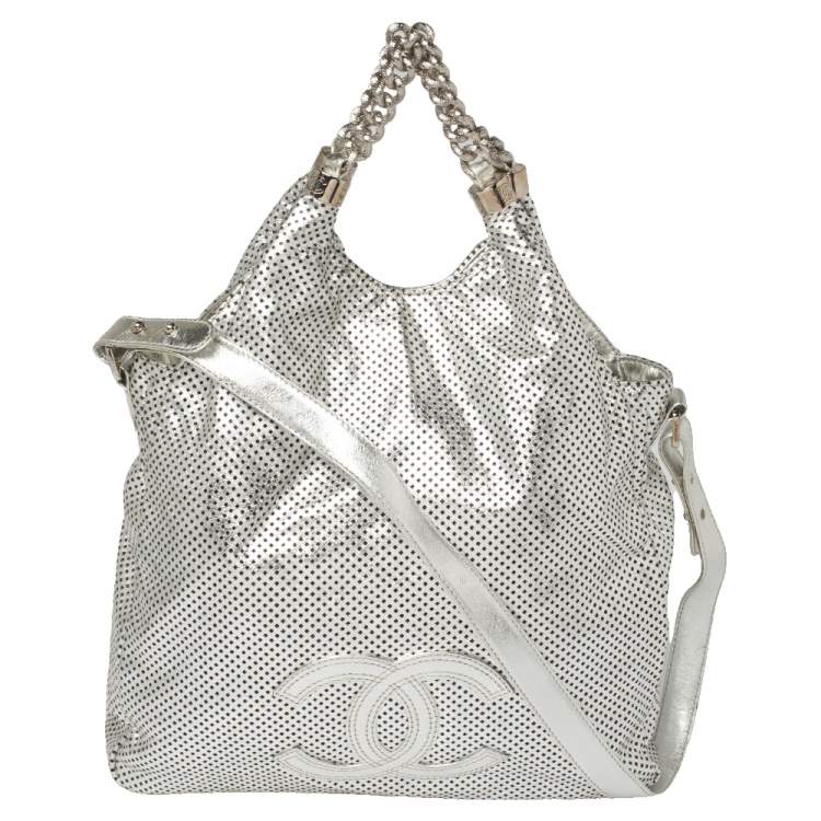 Chanel Silver Perforated Leather Large Rodeo Drive Hobo Chanel | The Luxury  Closet