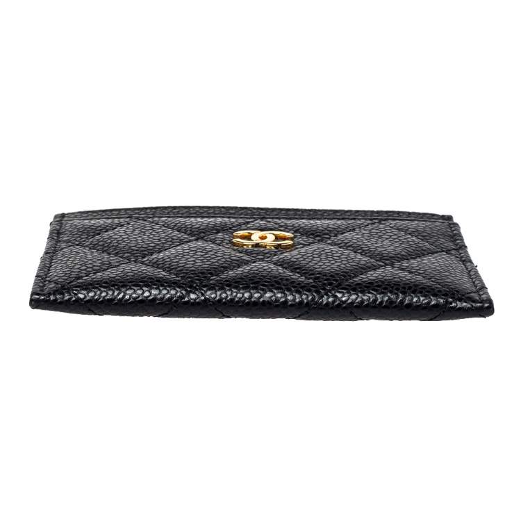 Pre Owned Chanel Black Quilted Caviar Leather Classic Card Holder