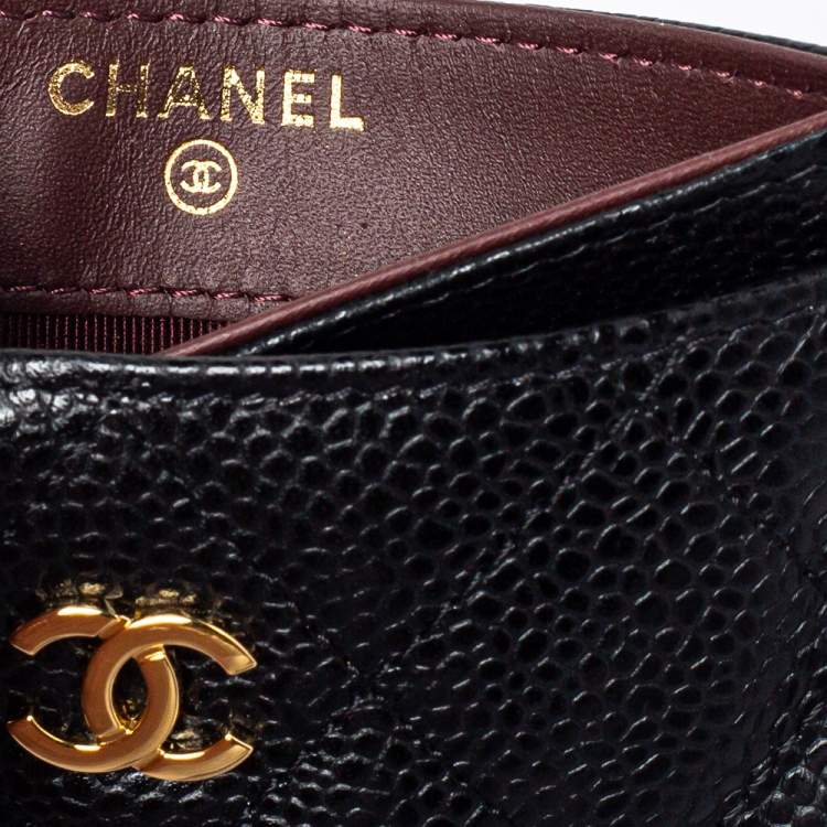 Pre Owned Chanel Black Quilted Caviar Leather Classic Card Holder