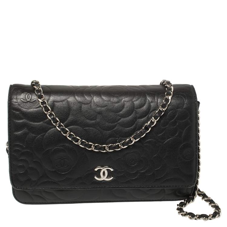 Chanel Black Camellia Embossed Leather Round Bag Chanel | The Luxury Closet