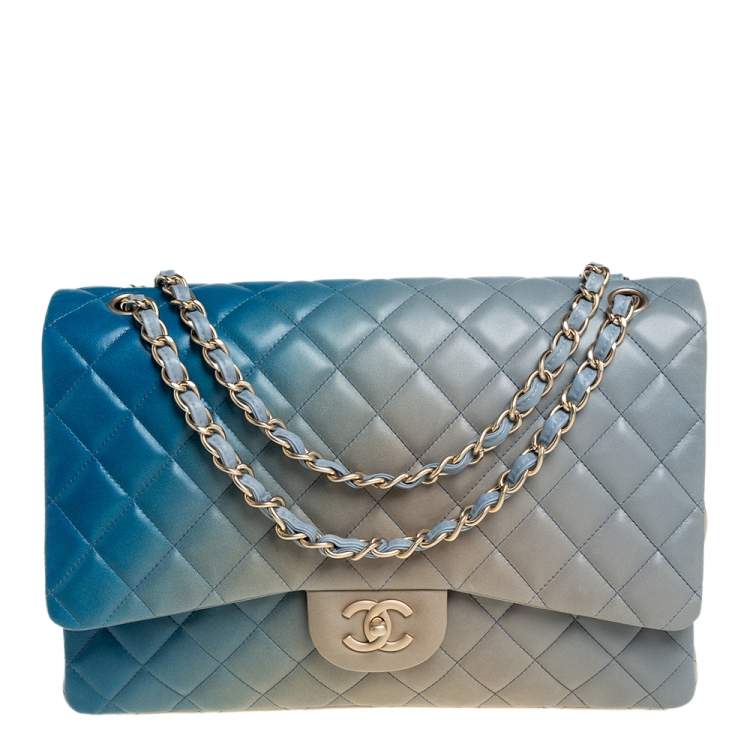 Chanel Blue Ombre Quilted Leather Maxi Classic Single Flap Bag Chanel The Luxury Closet