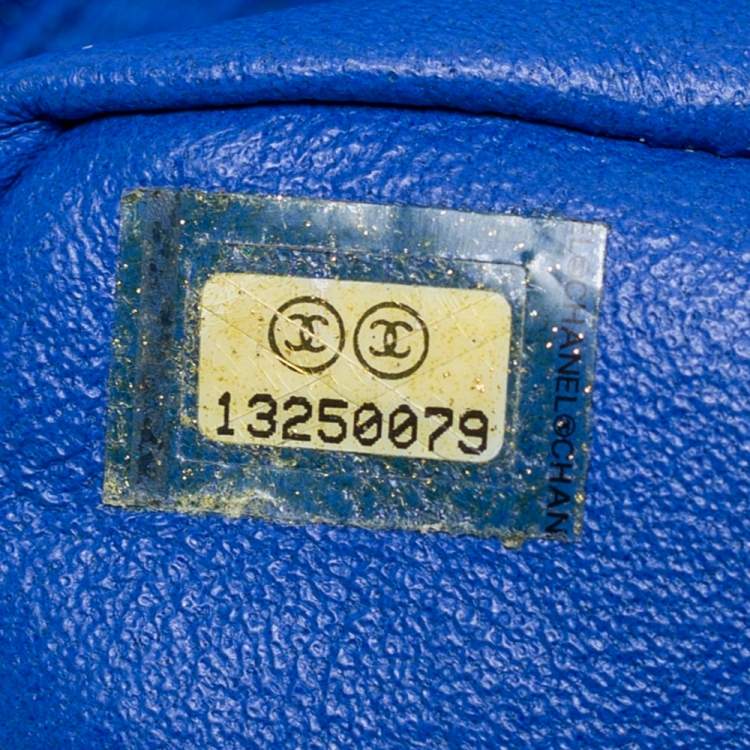 Pre Owned Chanel Blue Quilted Lambskin Leather Maxi Classic Single Flap Bag