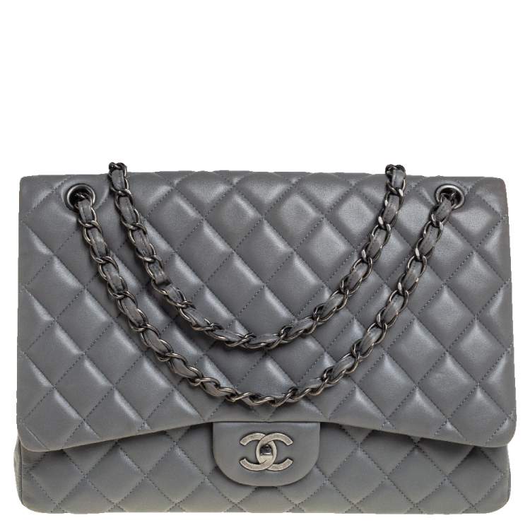 Chanel Grey Quilted Lambskin Leather Maxi Classic Single Flap Bag Chanel |  The Luxury Closet