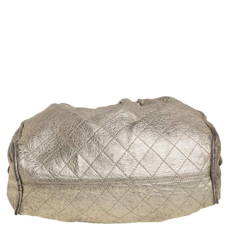 Pre Owned Chanel Gold Quilted Leather Boston Bag