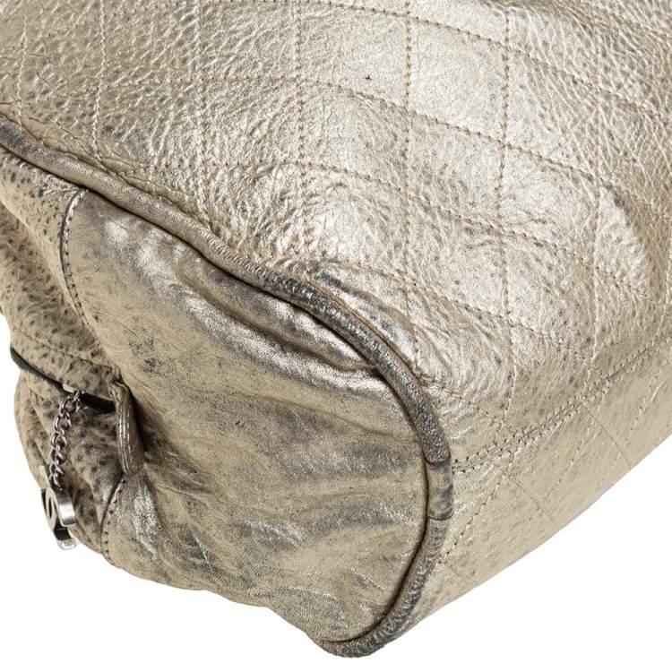 Pre Owned Chanel Gold Quilted Leather Boston Bag