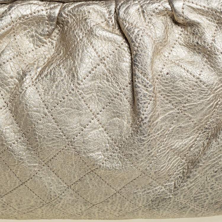 Pre Owned Chanel Gold Quilted Leather Boston Bag