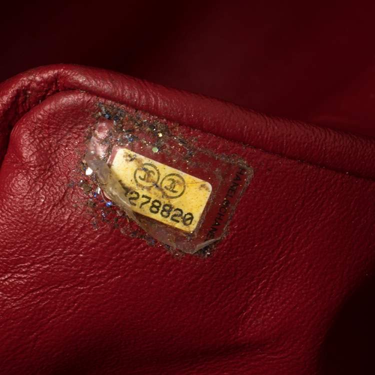 Pre Owned Chanel Red Quilted Leather Maxi Classic Double Flap Bag