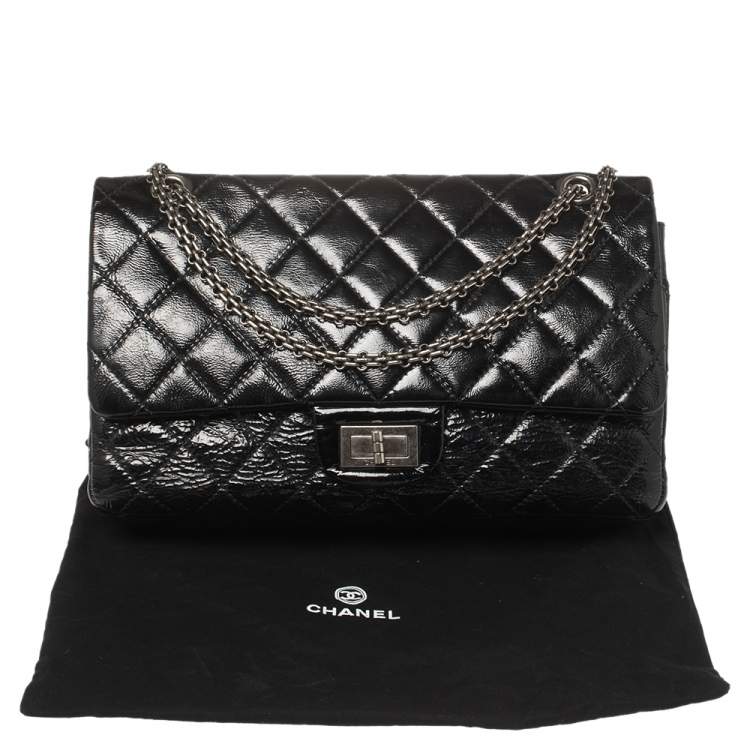 Pre Owned Chanel Black Quilted Patent Leather Jumbo Reissue 2.55 Classic 227 Flap Bag