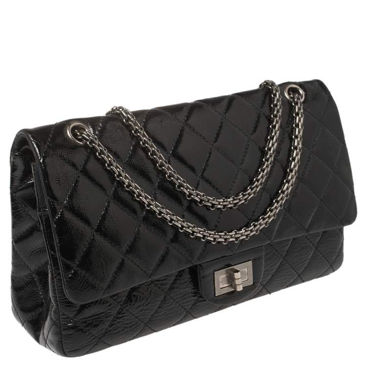 Pre Owned Chanel Black Quilted Patent Leather Jumbo Reissue 2.55 Classic 227 Flap Bag