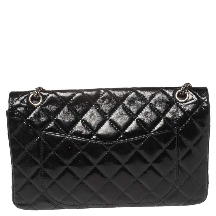 Pre Owned Chanel Black Quilted Patent Leather Jumbo Reissue 2.55 Classic 227 Flap Bag