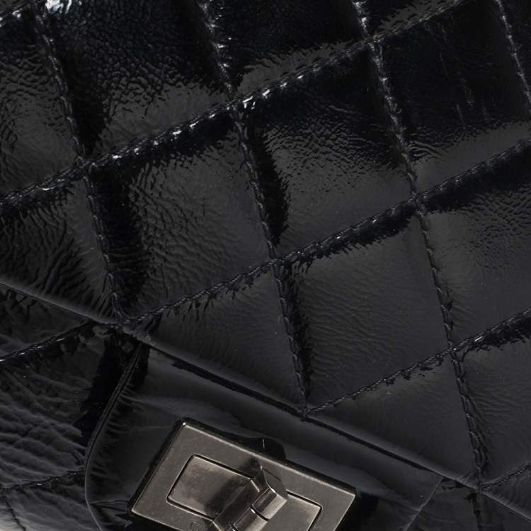 Pre Owned Chanel Black Quilted Patent Leather Jumbo Reissue 2.55 Classic 227 Flap Bag