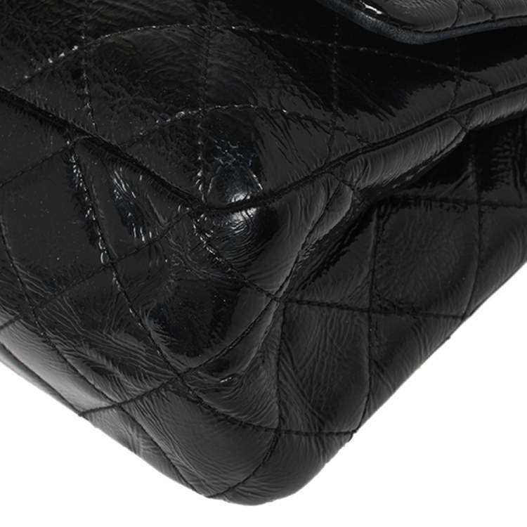 Pre Owned Chanel Black Quilted Patent Leather Jumbo Reissue 2.55 Classic 227 Flap Bag