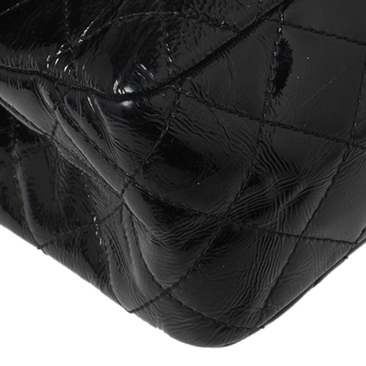 Pre Owned Chanel Black Quilted Patent Leather Jumbo Reissue 2.55 Classic 227 Flap Bag