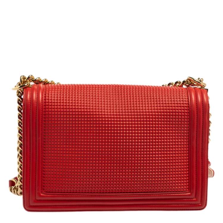 Chanel Red Cube Embossed Leather New Medium Boy Flap Bag Chanel | The ...